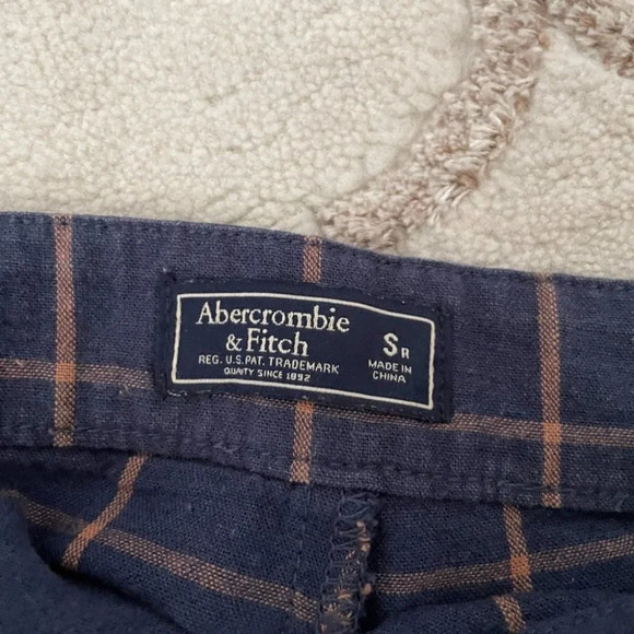 Abercrombie & Fitch Linen Blend Plaid SET Tie Back Crop Top Wide Leg Crop Pant S - Picture 10 of 11
